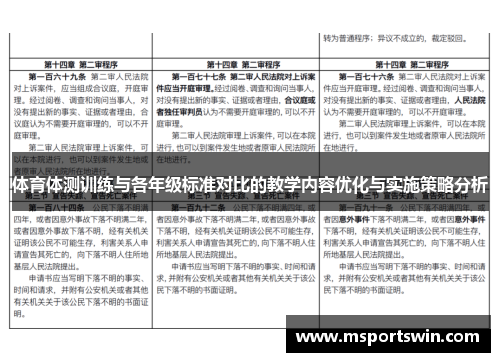 体育体测训练与各年级标准对比的教学内容优化与实施策略分析